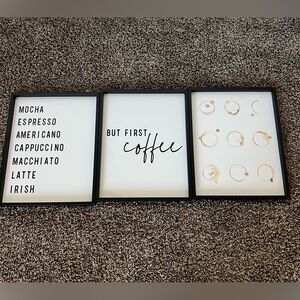 Black and White Coffee Wall Art Set